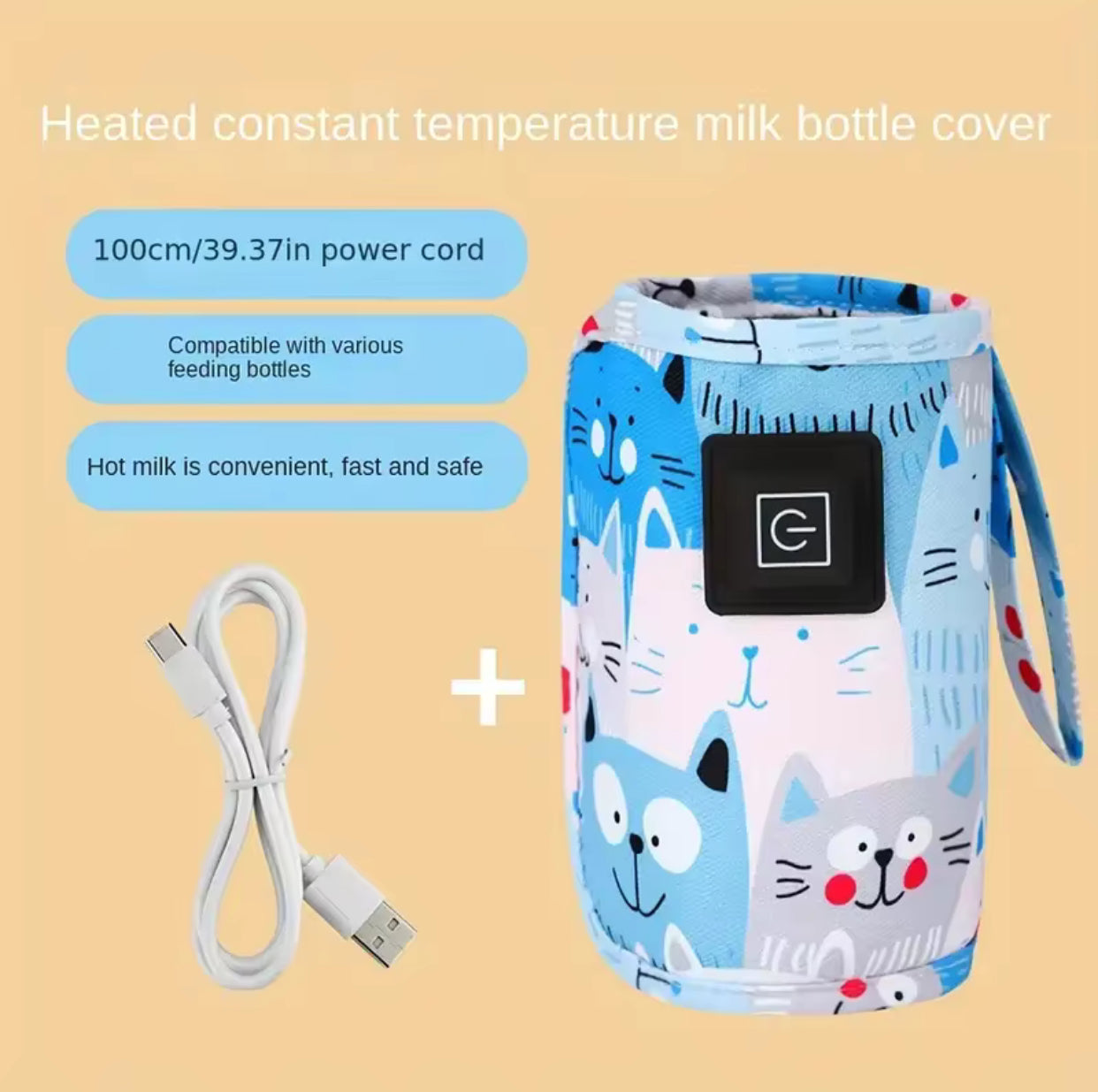 Calentador Portátil USB para Biberones – Ideal para Viajes, Paseos y Coche